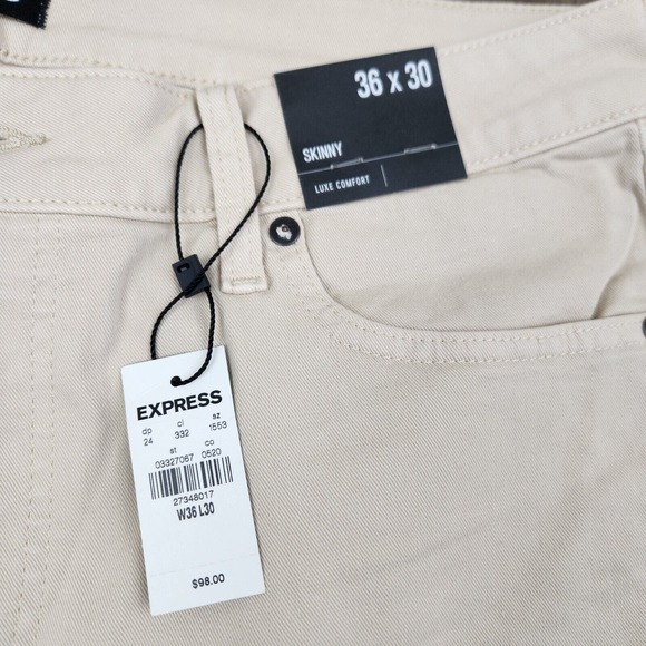 Mens Express Size 36x30 SLIM Luxe Comfort Colored Mid Rise Jeans NEW - Picture 3 of 10